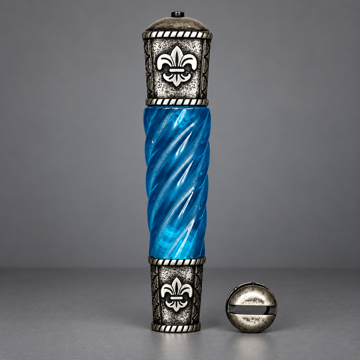 CABO FLOR DE LIZ TORNEADO AZUL